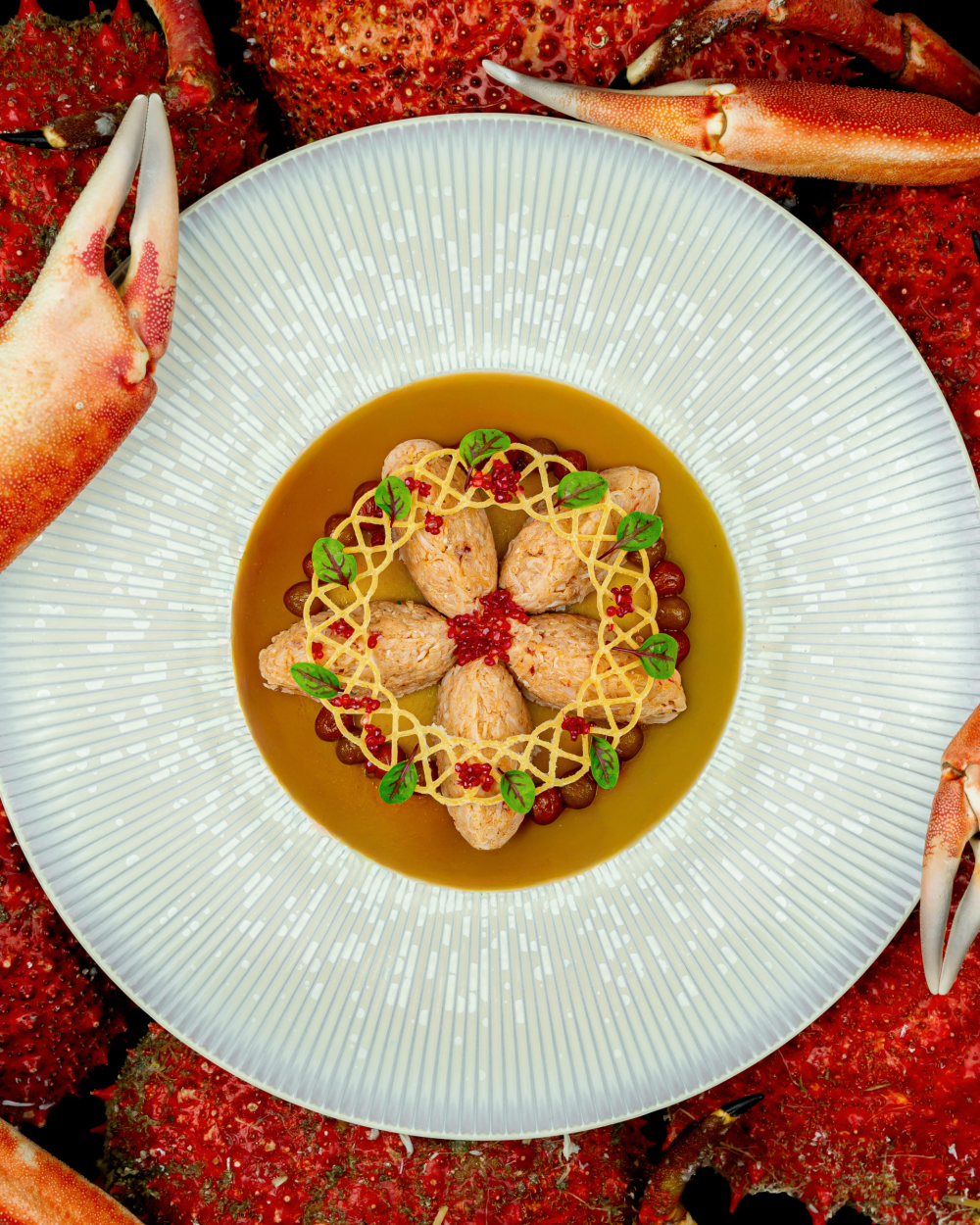 L’araignée, la gelée en dessous et le citron caviar au-dessus 170 €